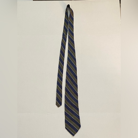 Brooks Brothers Green/Blue Striped Mens Silk Neck Tie - Picture 4 of 4